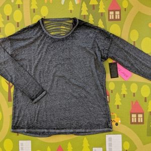 Betsey Johnson Dark Grey Burnout Cutout LS NWT